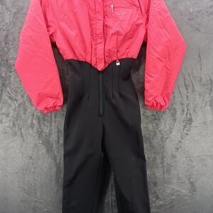 Vintage Nils Ski Suit Women 10 One Piece Snowsuit Red Black Snow Jumpsuit VTG